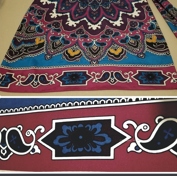 Nicloe Miller Geometric Paisley Purple tunic Shift dress Wrinkle free size 10 - Picture 12 of 12